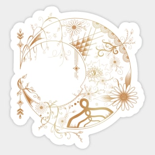 Moon Floral Design Motif [Gold] Sticker